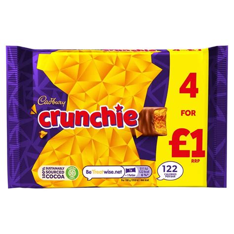 Buy Cadbury Crunchie Milk Chocolate With Honeycomb Center 4 Pack Online ...