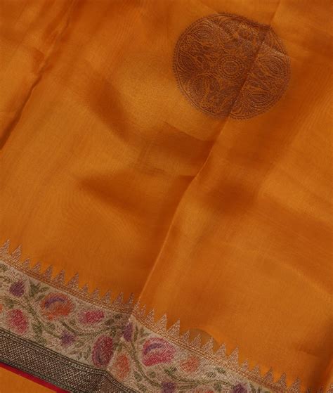 Buy Yellow Banaras Organza Saree T382339