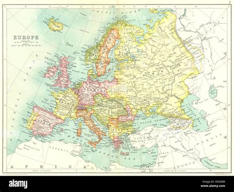 EUROPE: Pre-WW1 shows Austria-Hungary Turkey Servia Trans-Caucasia, 1909 map Stock Photo - Alamy