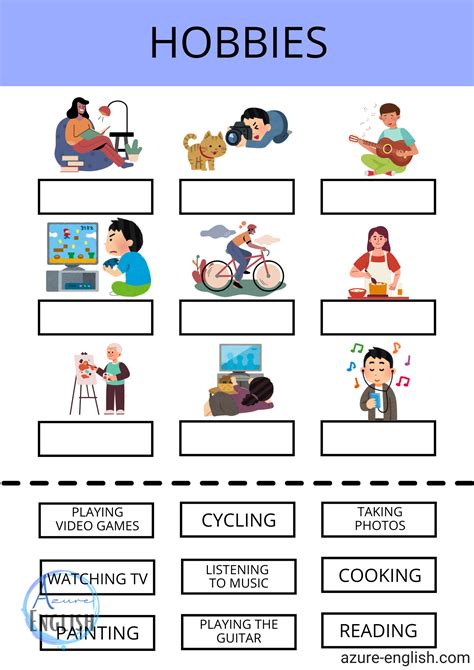 Hobbies Worksheet 的图像结果