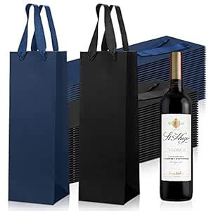 Fumete 50 Pack Wine Bottle Gift Bags Paper Wine Gift Bags Bulk 13.8x3 ...