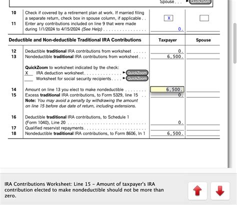 Solved: Backdoor Roth - IRA Contributions Worksheet Line 14/15 Error