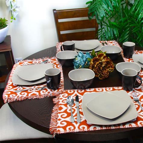 Gibson Home 16-Piece Brown Stoneware Dinnerware in the Dinnerware ...