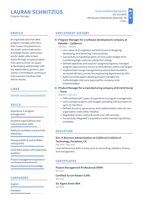 Image result for Program Manager Resume KeyWords