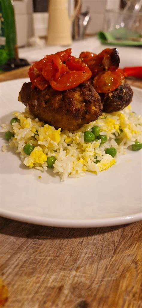 Lamb koftas with egg fried rice [homemade] air fry : r/food