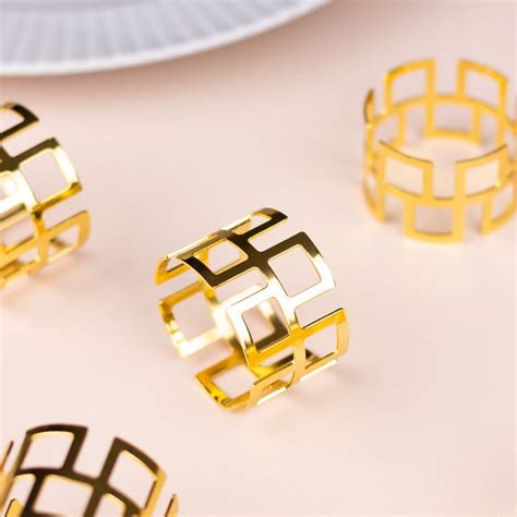 Minimalistic Rose Gold Napkin Rings (Set of 6) | Table Napkin Rings ...