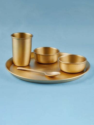 Shop Ara Living Gold Brass Solid Plates for Home Online 39579118