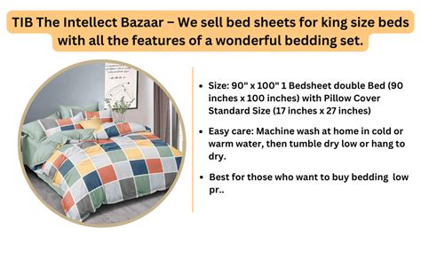 TIB Cotton Feel Polycotton King Size Bed Sheet with 2 Pillow Covers ...