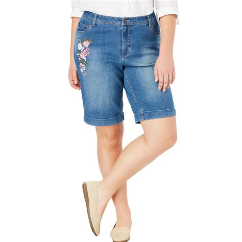 Woman Within Plus Size Stretch Jean Bermuda Short Shorts - Walmart.com