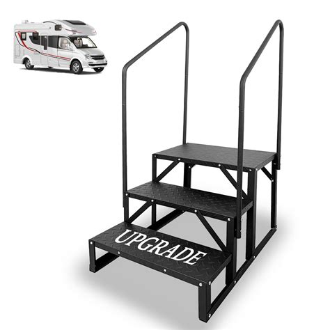 Buy RV Step 3 Step Ladder with 2 Handrail, Mobile Home Stairs Steps ...