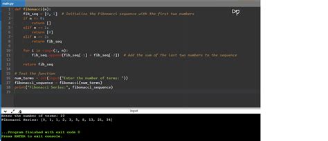 Fibonacci Series Code in Python 的图像结果