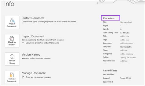 Image result for Word File Properties
