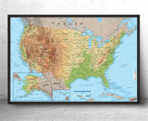 Us Map Physical Features Labeled Classic Physical USA Map Mapping