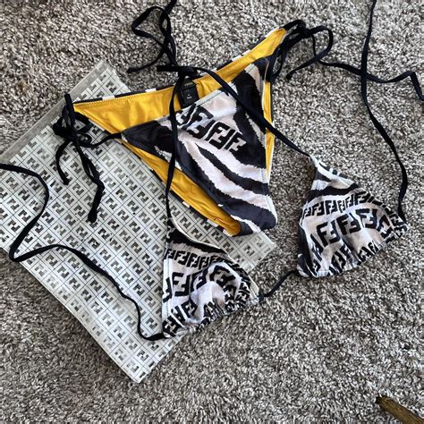 Fendi bathing suit Black and white zebra print two... - Depop