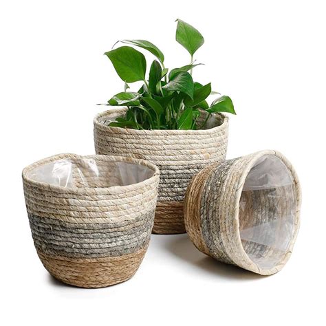 VBVC Seagrass Rope Plant Basket Woven Plant Coiled Basket, Flower Pots ...
