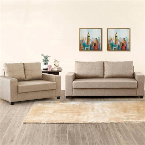 Buy Helios Mendoza Fabric 3+2 Seater Sofa Set - Beige from Helios by ...