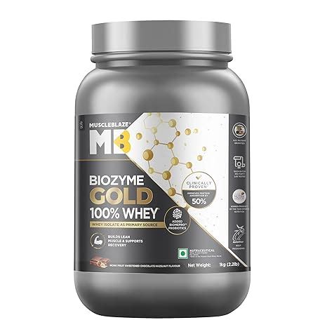 MuscleBlaze Biozyme Gold 100% Whey Protein (Monk Fruit Sweetened ...