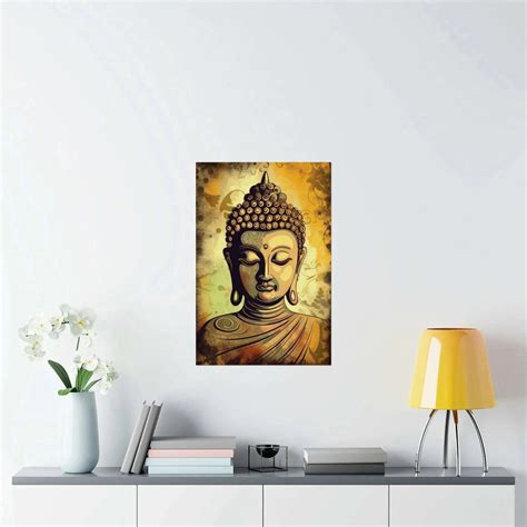 Buddha Poster - Serene and Artistic Buddha Head Illustration – Zenartbliss