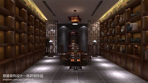现代中式风格高端茶室室内设计效果图-茶室茶馆-设计师图库