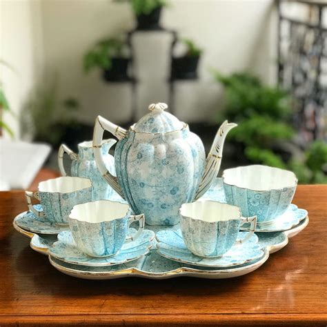Beautiful & Vintage Blue Teaset by Wileman Foley England | Tea pots ...
