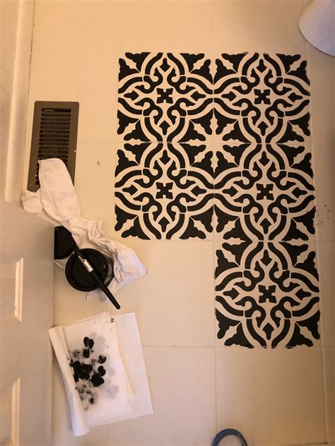 How to stencil your tile floors for a beautiful and cheap DIY! A step ...