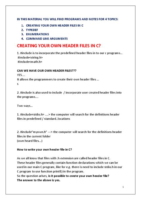 Command LINE Argumnents - IN THIS MATERIAL YOU WILL FIND PROGRAMS AND ...