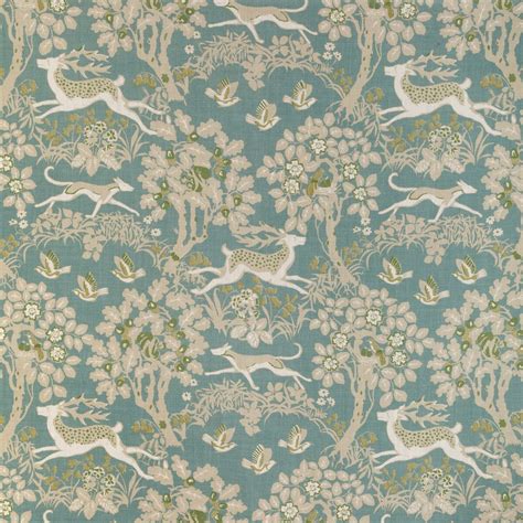 Lee Jofa Mille Fleur Print Lake Fabric | OnlineFabricStore