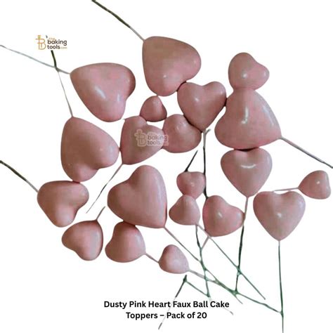Dusty Pink Heart Faux Ball Cake Toppers (20 Pcs) | Anniversary