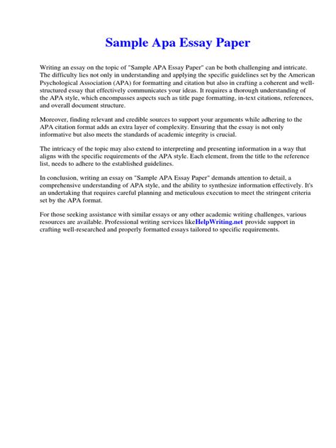 APA Format Example Essay Paper 的图像结果