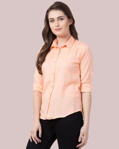 FUNDAY FASHION Women Solid Casual Orange Shirt - Buy FUNDAY FASHION ...