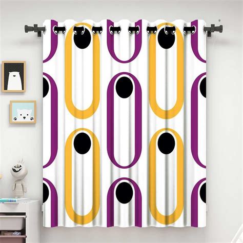 Cortinas para cuarto de color amarillo y morado, decoración abstracta ...