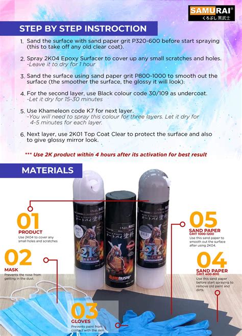 SAMURAI KUROBUSHI Spray Paint 1K Metallic Finish Khameleon Colour #T901 ...