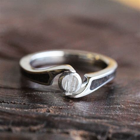 Meteorite Engagement Ring with Dinosaur Bone Inlay | Jewelry By Johan ...