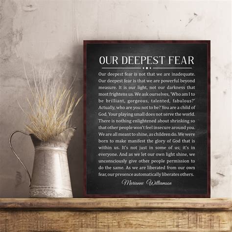 Our Deepest Fear by Marianne Williamson Deepest Fear Poem Wall Art ...