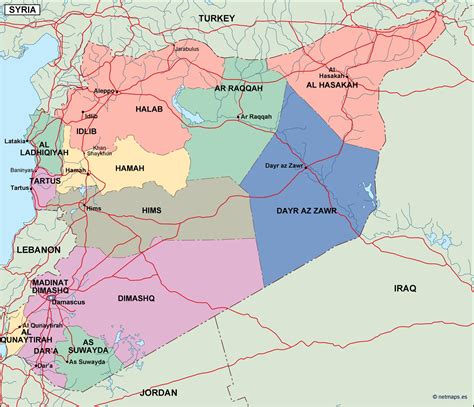 syria political map. Eps Illustrator Map | Vector maps