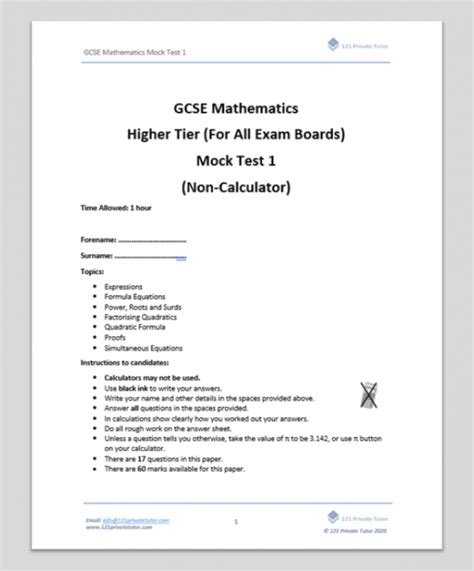 Image result for Math GCSE Mock Test