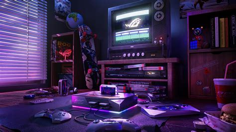 Retro Wallpaper 4K, Gaming room, Gaming console