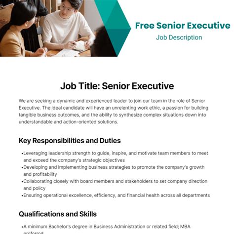 Free Senior Executive Job Description Template to Edit Online