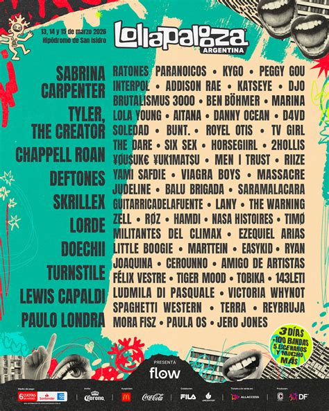 Lollapalooza 2026 South America lineups (Tyler the Creator, Chappell ...