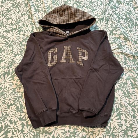GAP HOUNDSTOOTH LOGO HOODIE super cute soft comfy... | Depop