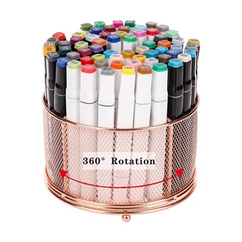 Buy Yapicoco Rotating Pen Holder for Desk Cute Pencil Organizer Black ...