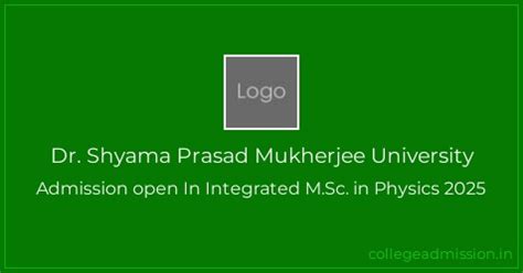 Dr. Shyama Prasad Mukherjee University: Admission open In Integrated M ...