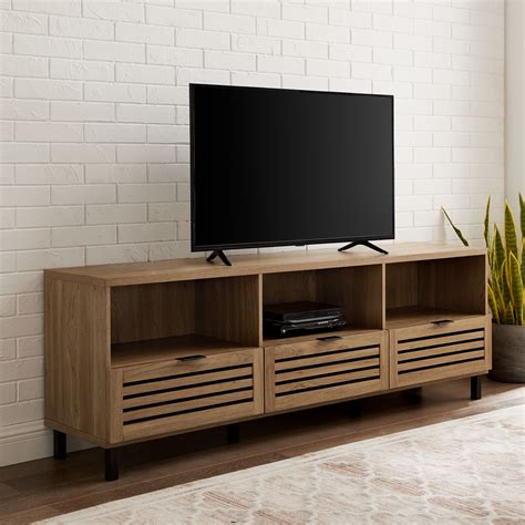 Manor Park Modern Slatted 3-Drawer TV Stand in English Oak by India | Ubuy