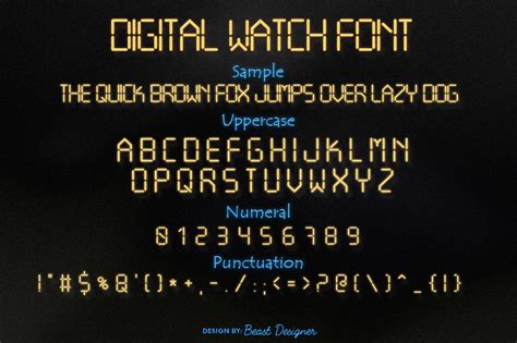 Digital Watch Font, Fonts | GraphicRiver