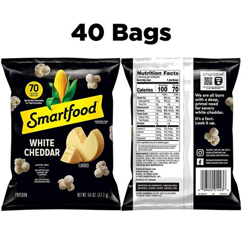Buy Smartfood White Cheddar Popcorn - 40 Count Bags | 0.625 oz Each ...