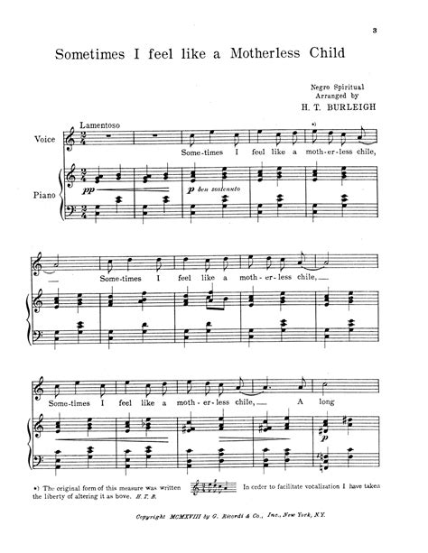 Sometimes I feel like a motherless child (a) – Classical Vocal Reprints