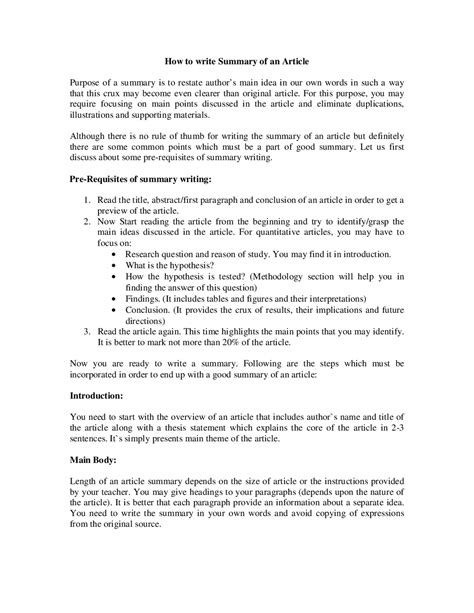 Image result for Article Summary Example