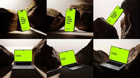 iPhone and MacBook mockups with stone concept | Figma