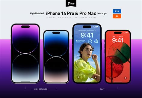 Free iPhone 14 Pro / Pro Max PSD & Vector Ai Mockups - Designbolts