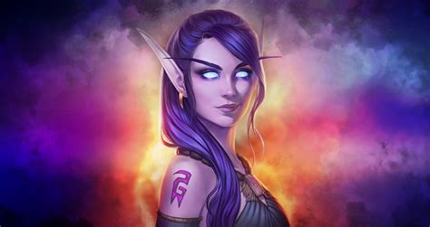 elves, fantasy girl, pointy ears, blue eyes, World of Warcraft, fantasy ...